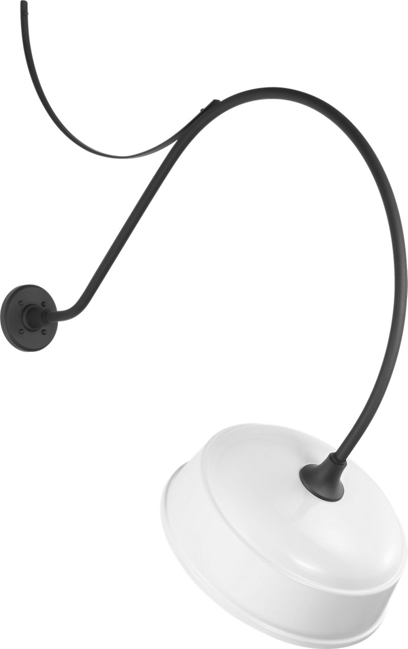 Academy 36" Anchored Larrabee Barn Light in Matte Black with 16" White Rockhouse Shade