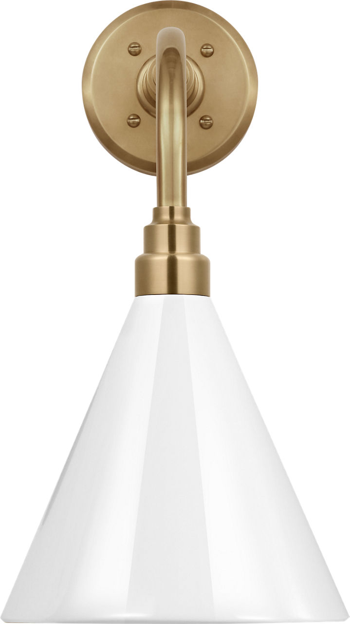 Academy 11" Rex Barn Light in Hand-Rubbed Antique Brass with 9" White Conical Savannah Shade