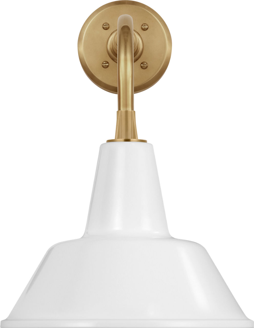 Academy 11" Rex Barn Light in Hand-Rubbed Antique Brass with 12.5" White Bowers Shade