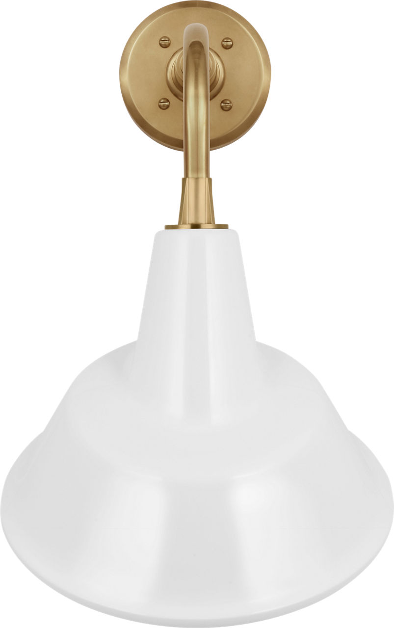 Academy 11" Rex Barn Light in Hand-Rubbed Antique Brass with 12.5" White Tilted Bowers Shade