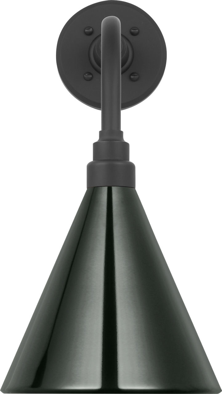 Academy 11" Rex Barn Light in Matte Black with 9" Green Conical Savannah Shade