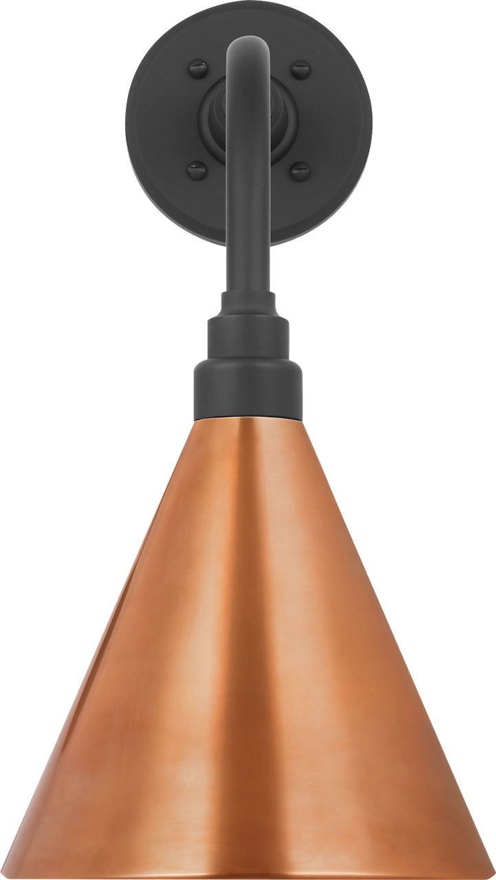 Academy 11" Rex Barn Light in Matte Black with 9" Soft Copper Conical Savannah Shade