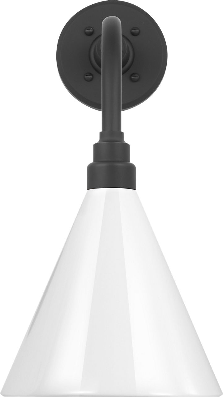 Academy 11" Rex Barn Light in Matte Black with 9" White Conical Savannah Shade