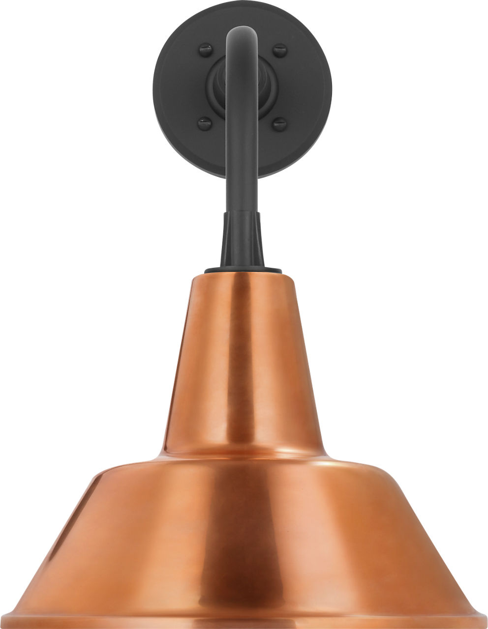 Academy 11" Rex Barn Light in Matte Black with 12.5" Soft Copper Bowers Shade