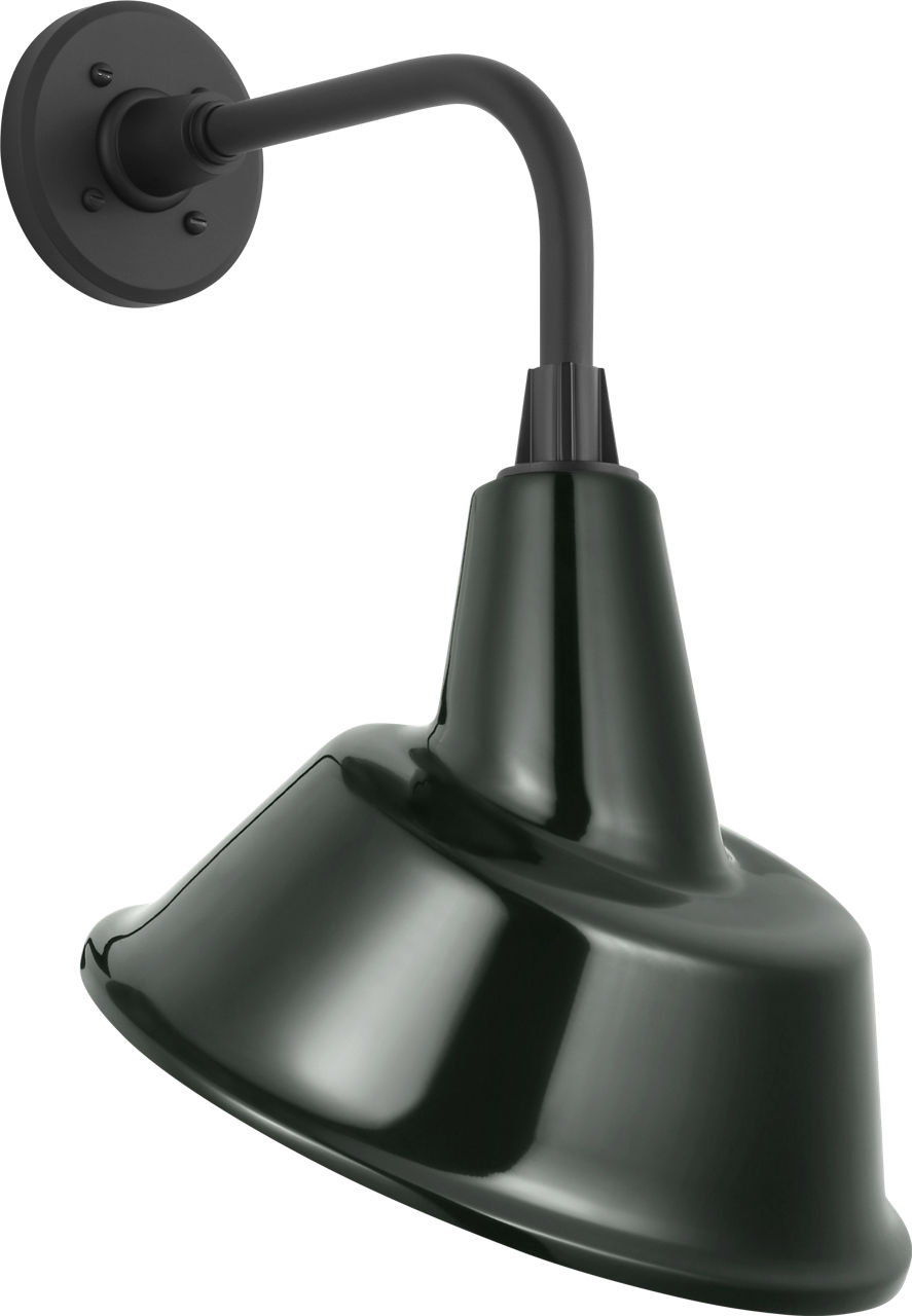 Academy 11" Rex Barn Light in Matte Black with 12.5" Green Tilted Bowers Shade