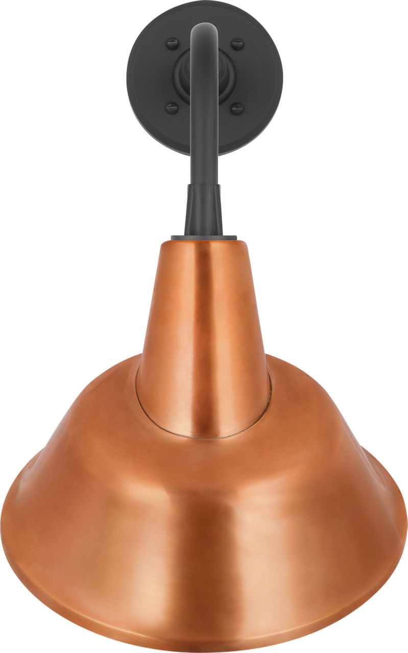 Academy 11" Rex Barn Light in Matte Black with 12.5" Soft Copper Tilted Bowers Shade