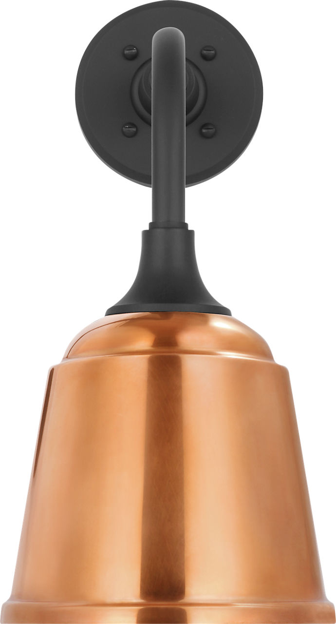 Academy 11" Rex Barn Light in Matte Black with 8" Soft Copper Rockhouse Shade