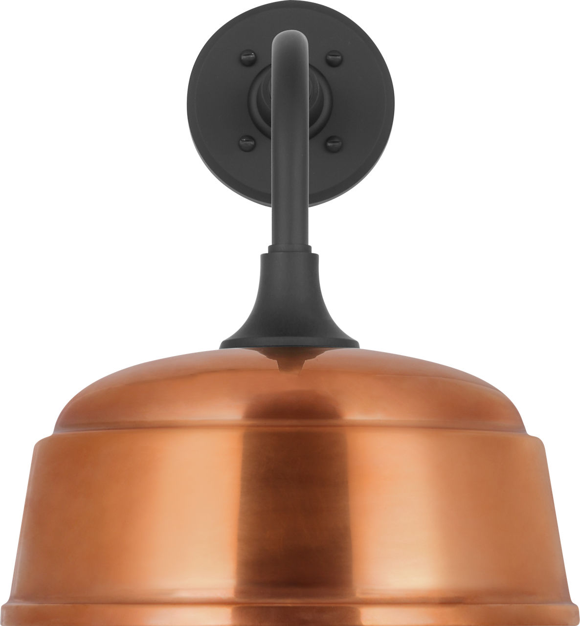 Academy 11" Rex Barn Light in Matte Black with 12.5" Soft Copper Rockhouse Shade
