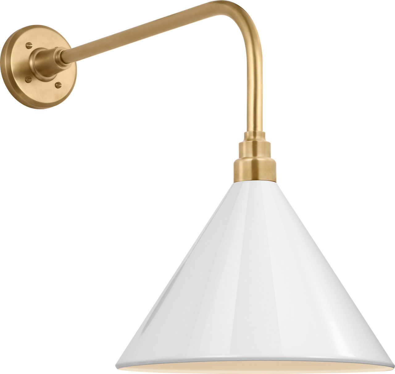 Academy 20" Rex Barn Light in Hand-Rubbed Antique Brass with 12.5" White Conical Savannah Shade