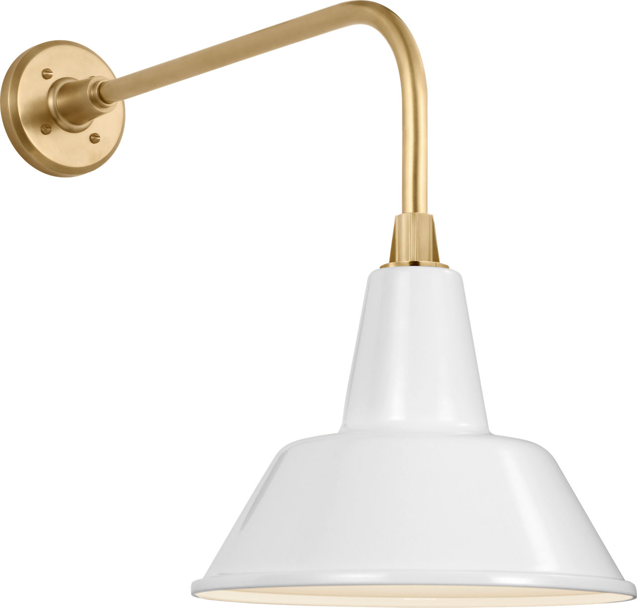 Academy 20" Rex Barn Light in Hand-Rubbed Antique Brass with 12.5" White Bowers Shade