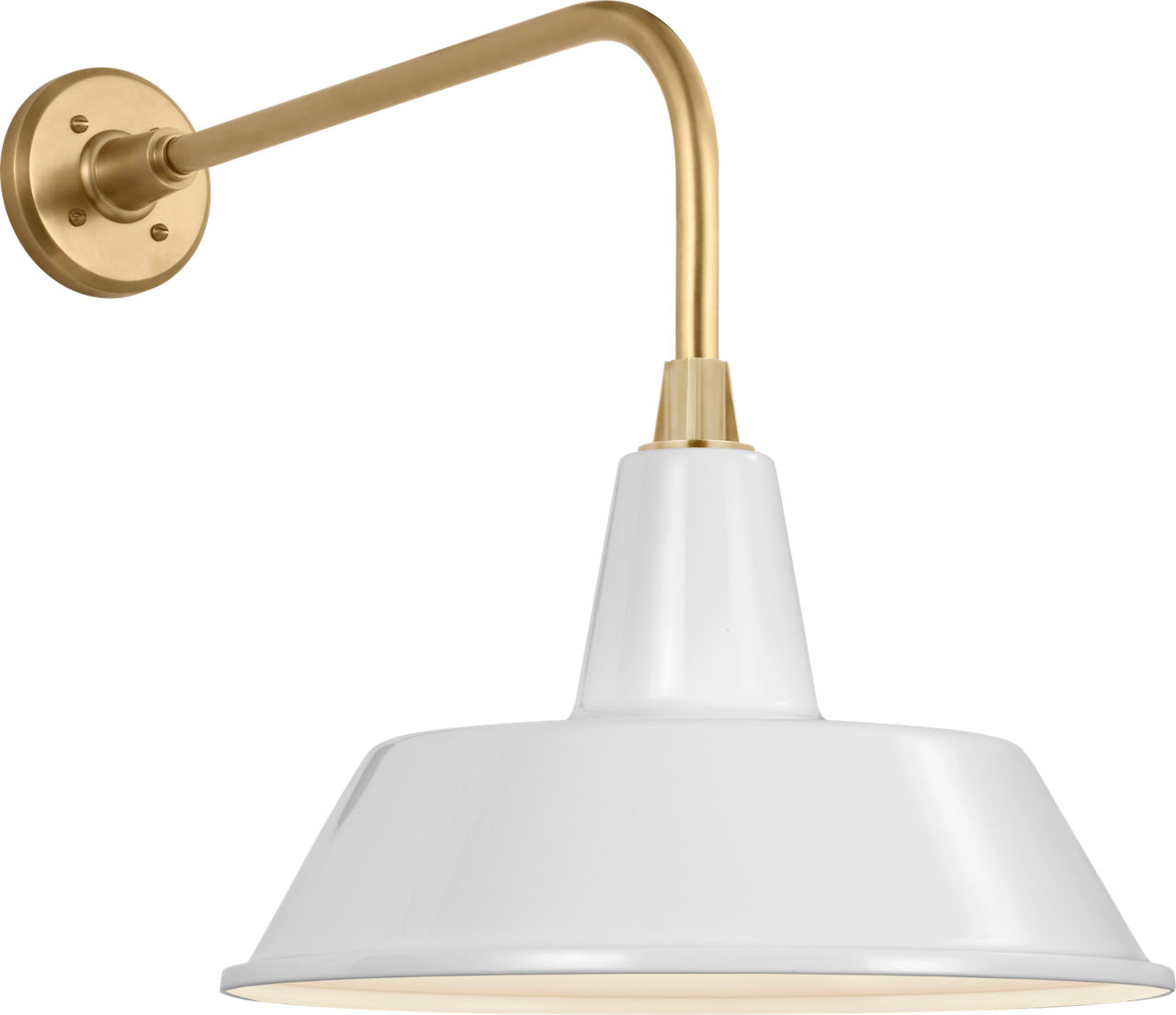 Academy 20" Rex Barn Light in Hand-Rubbed Antique Brass with 16" White Bowers Shade