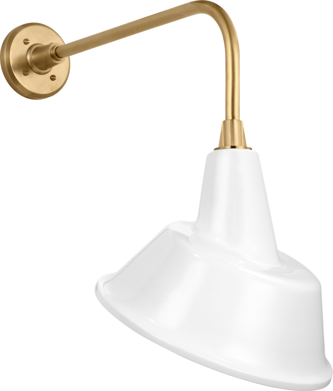 Academy 20" Rex Barn Light in Hand-Rubbed Antique Brass with 12.5" White Tilted Bowers Shade