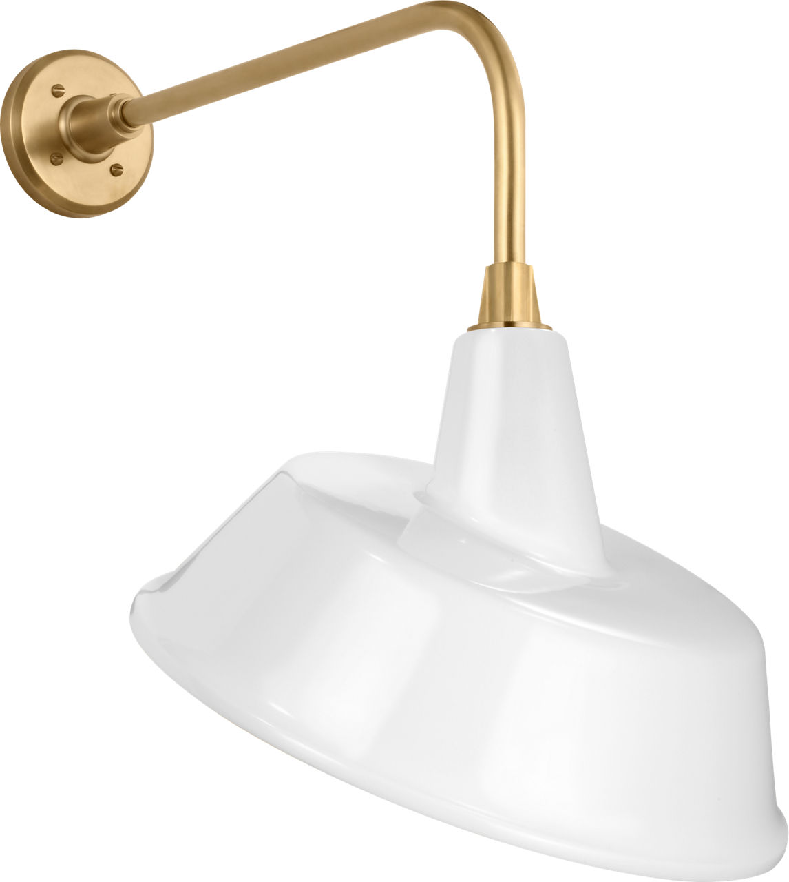 Academy 20" Rex Barn Light in Hand-Rubbed Antique Brass with 16" White Tilted Bowers Shade