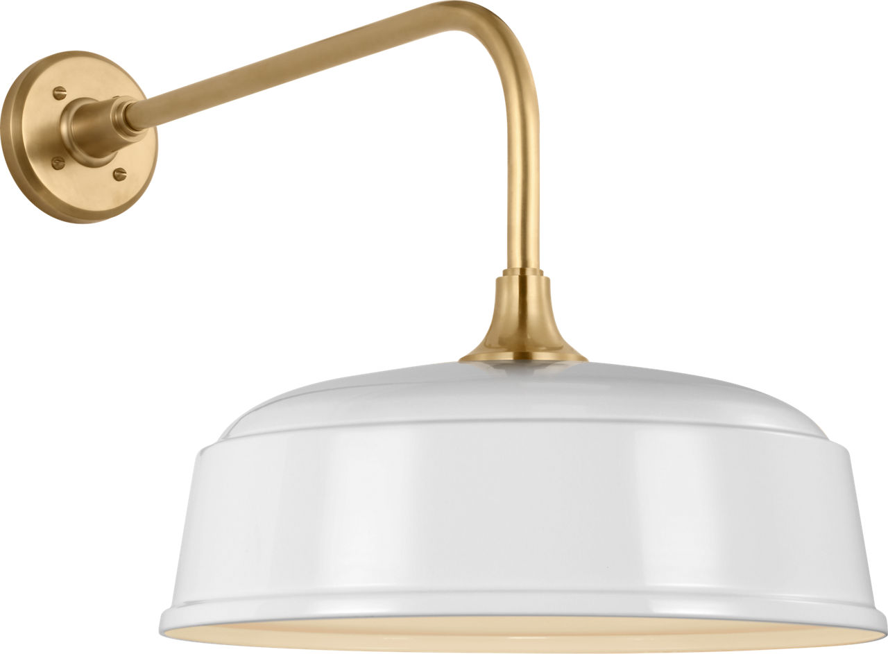 Academy 20" Rex Barn Light in Hand-Rubbed Antique Brass with 16" White Rockhouse Shade