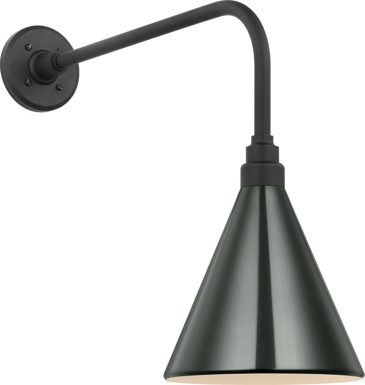 Academy 20" Rex Barn Light in Matte Black with 9" Green Conical Savannah Shade