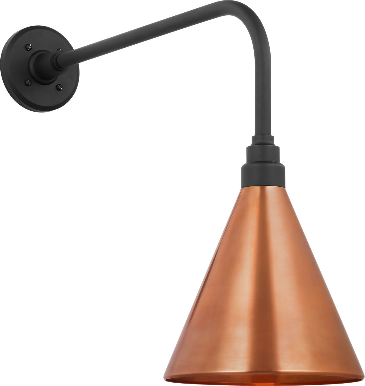 Academy 20" Rex Barn Light in Matte Black with 9" Soft Copper Conical Savannah Shade