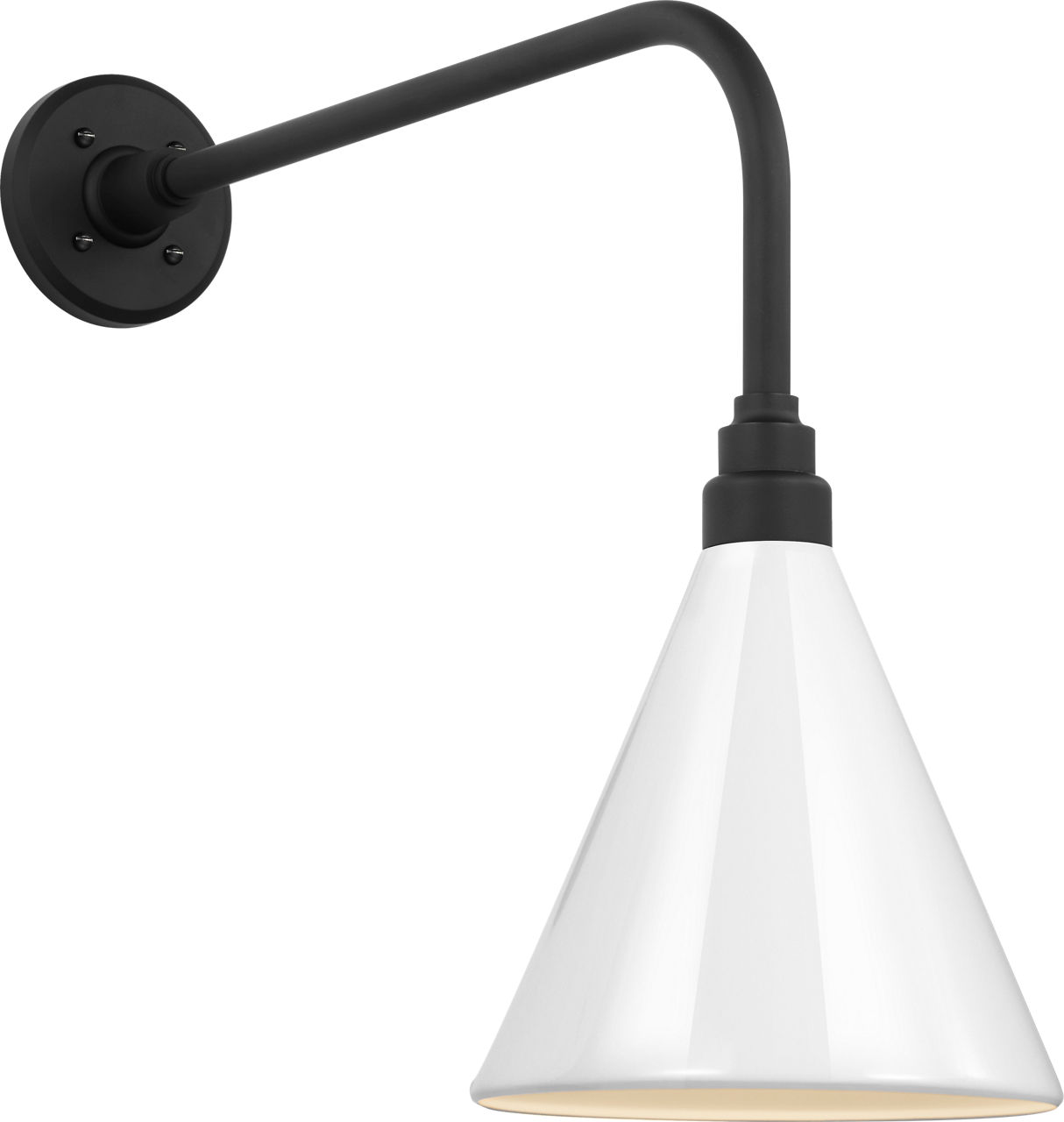 Academy 20" Rex Barn Light in Matte Black with 9" White Conical Savannah Shade