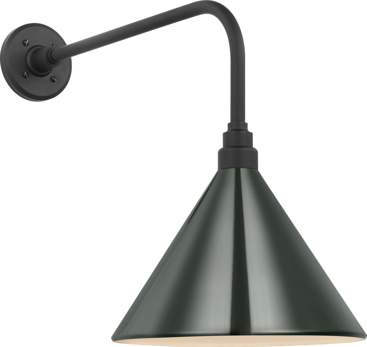 Academy 20" Rex Barn Light in Matte Black with 12.5" Green Conical Savannah Shade