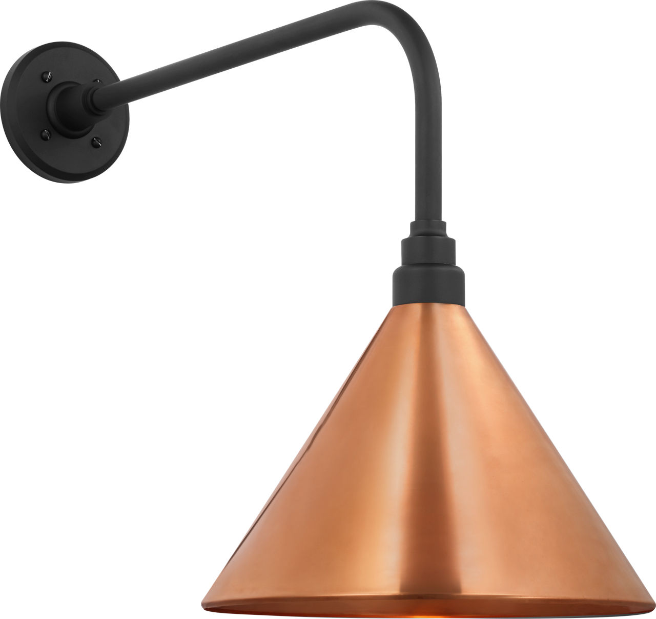 Academy 20" Rex Barn Light in Matte Black with 12.5" Soft Copper Conical Savannah Shade