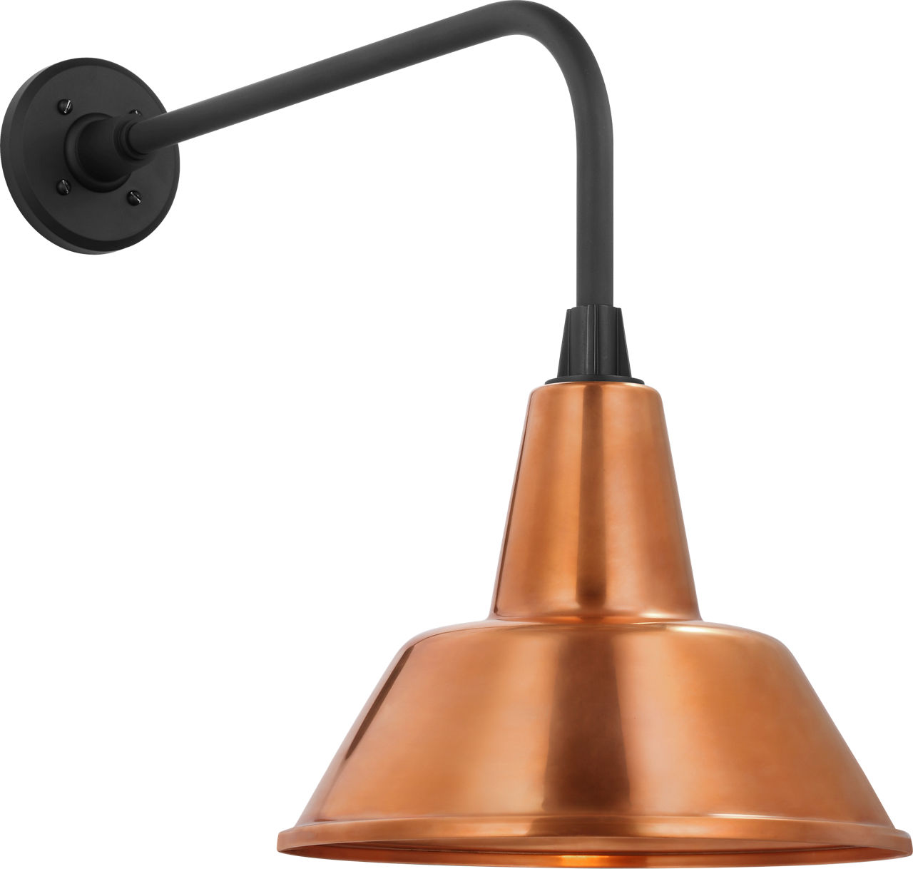Academy 20" Rex Barn Light in Matte Black with 12.5" Soft Copper Bowers Shade
