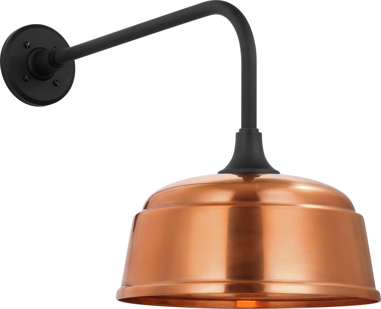 Academy 20" Rex Barn Light in Matte Black with 12.5" Soft Copper Rockhouse Shade