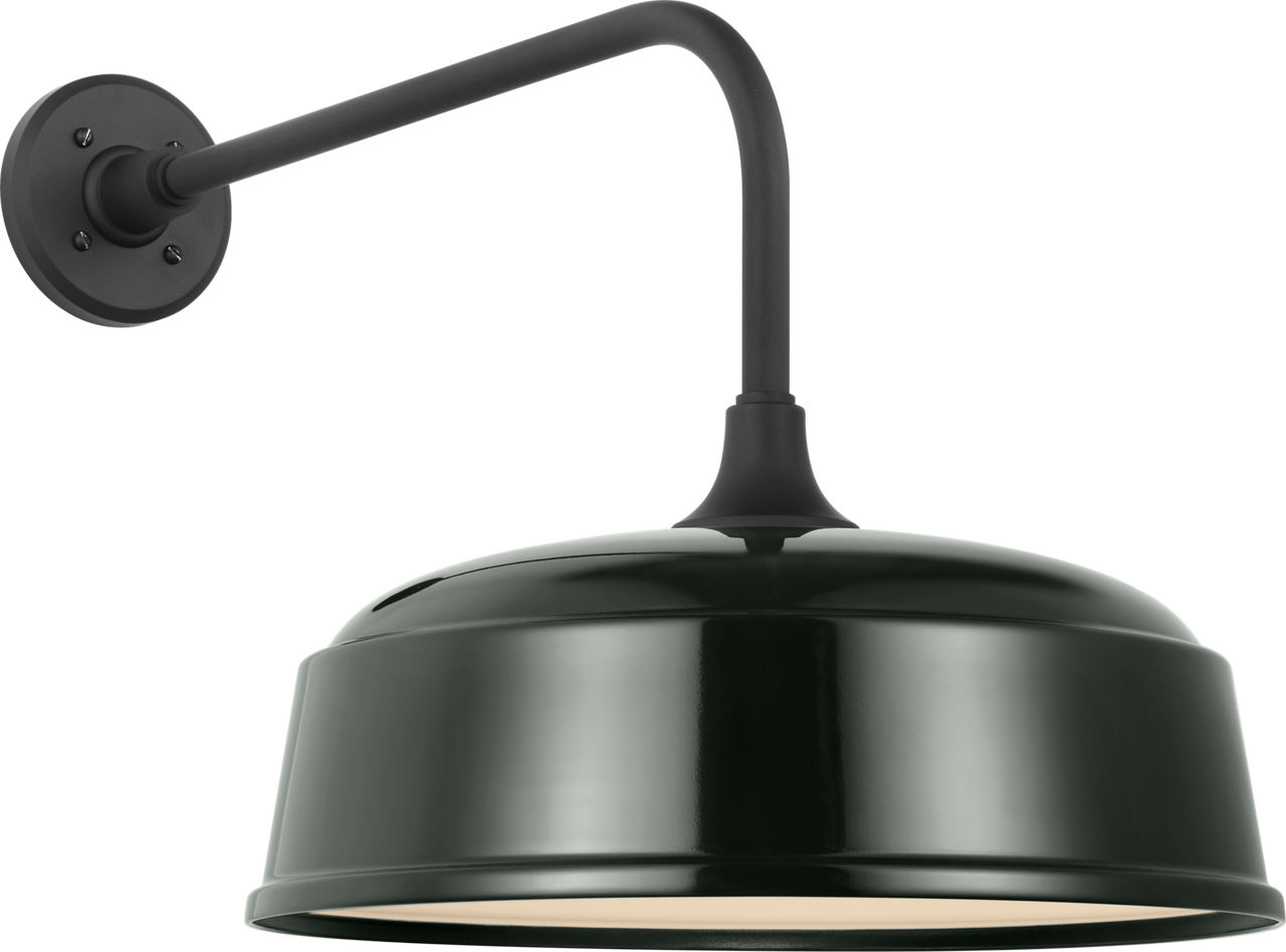 Academy 20" Rex Barn Light in Matte Black with 16" Green Rockhouse Shade