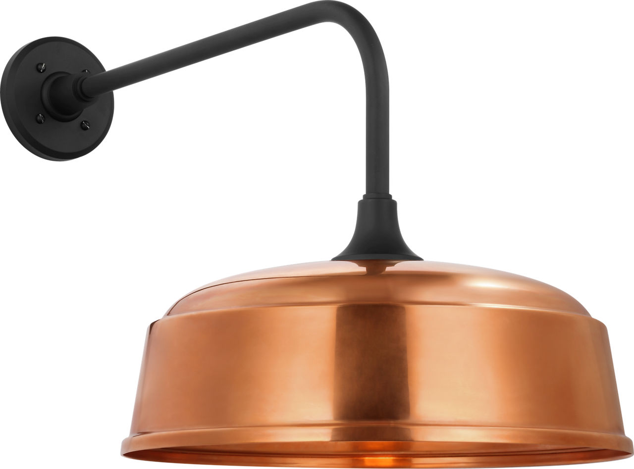 Academy 20" Rex Barn Light in Matte Black with 16" Soft Copper Rockhouse Shade