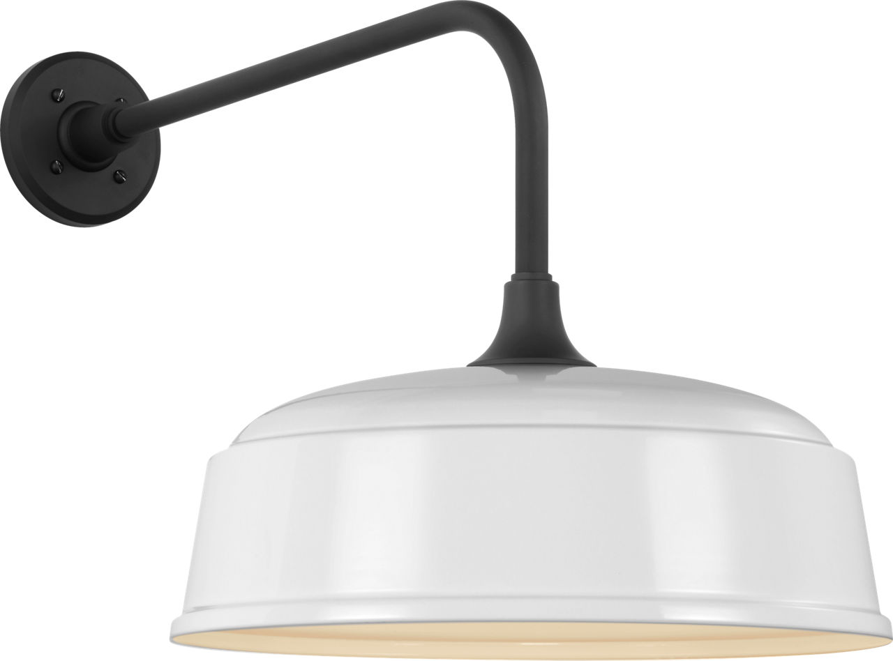 Academy 20" Rex Barn Light in Matte Black with 16" White Rockhouse Shade