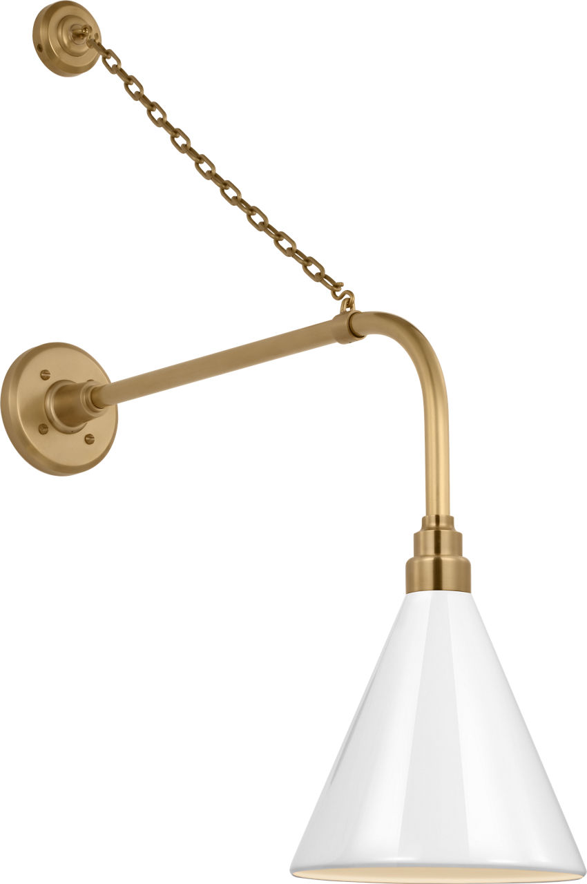 Academy 20" Anchored Rex Barn Light in Hand-Rubbed Antique Brass with 9" White Conical Savannah Shade