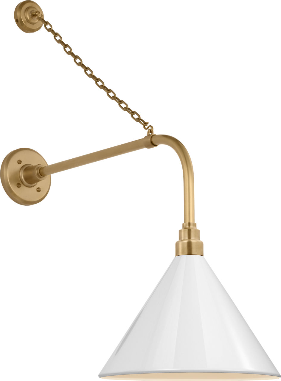 Academy 20" Anchored Rex Barn Light in Hand-Rubbed Antique Brass with 12.5" White Conical Savannah Shade