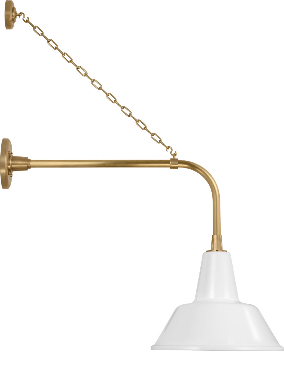 Academy 20" Anchored Rex Barn Light in Hand-Rubbed Antique Brass with 12.5" White Bowers Shade