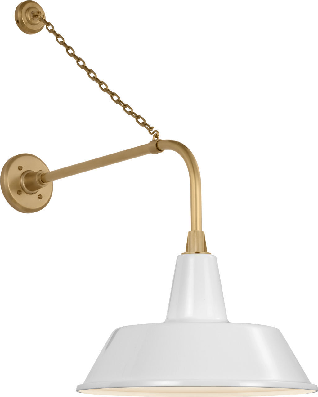 Academy 20" Anchored Rex Barn Light in Hand-Rubbed Antique Brass with 16" White Bowers Shade