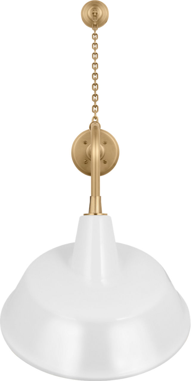 Academy 20" Anchored Rex Barn Light in Hand-Rubbed Antique Brass with 16" White Tilted Bowers Shade