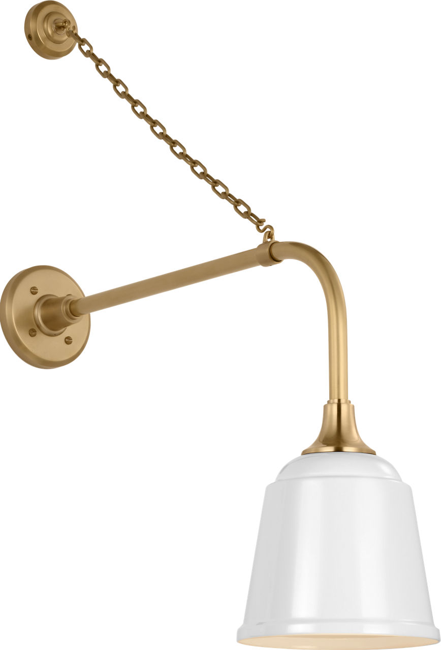 Academy 20" Anchored Rex Barn Light in Hand-Rubbed Antique Brass with 8" White Rockhouse Shade