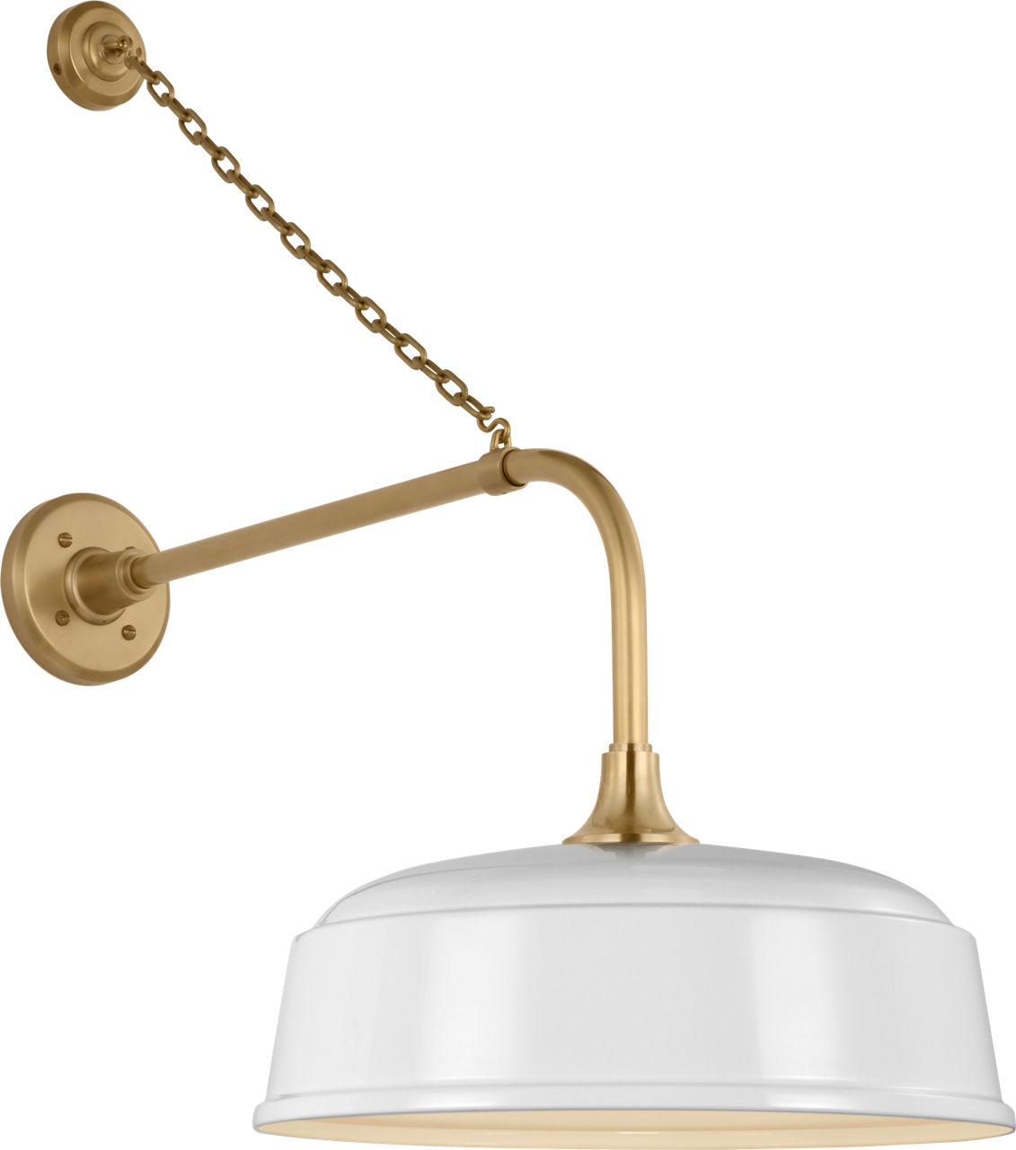 Academy 20" Anchored Rex Barn Light in Hand-Rubbed Antique Brass with 16" White Rockhouse Shade