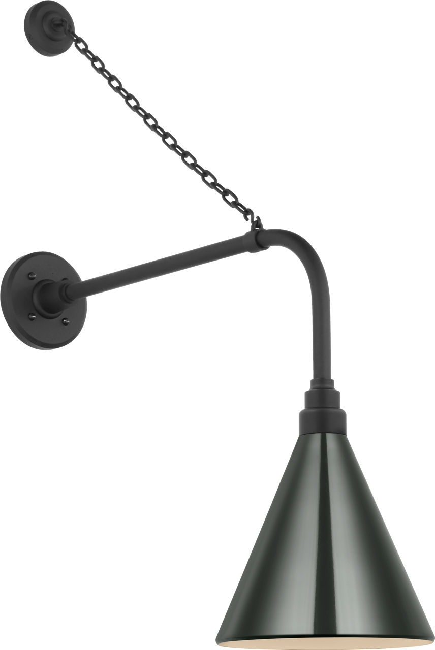 Academy 20" Anchored Rex Barn Light in Matte Black with 9" Green Conical Savannah Shade