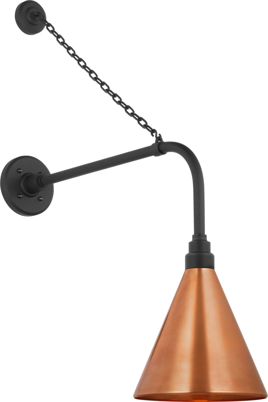 Academy 20" Anchored Rex Barn Light in Matte Black with 9" Soft Copper Conical Savannah Shade