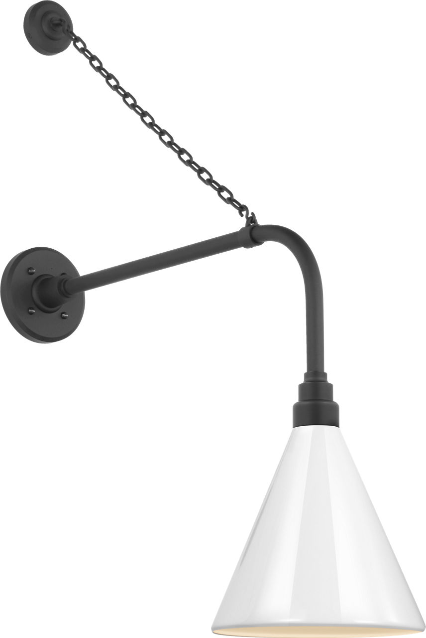 Academy 20" Anchored Rex Barn Light in Matte Black with 9" White Conical Savannah Shade