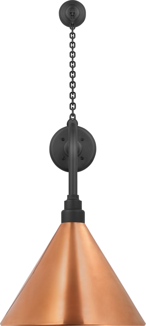 Academy 20" Anchored Rex Barn Light in Matte Black with 12.5" Soft Copper Conical Savannah Shade