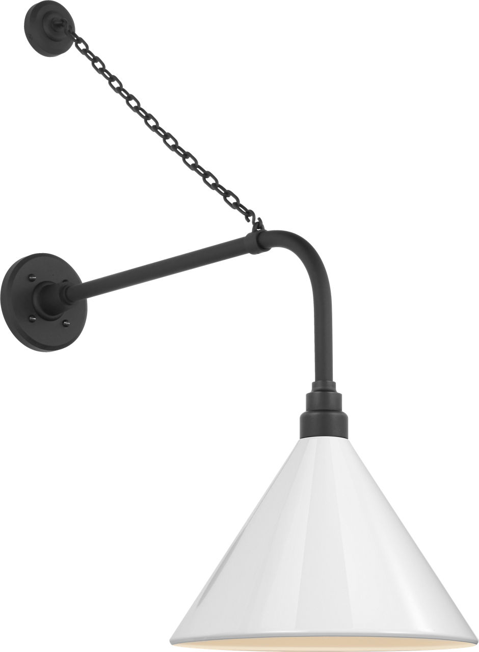 Academy 20" Anchored Rex Barn Light in Matte Black with 12.5" White Conical Savannah Shade