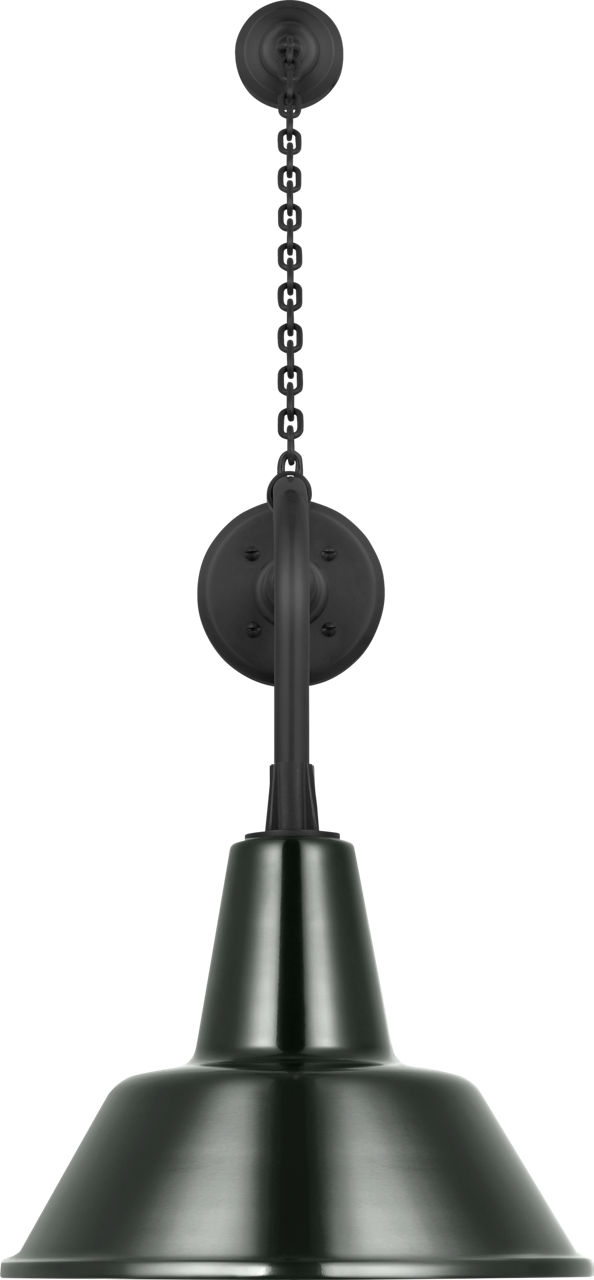 Academy 20" Anchored Rex Barn Light in Matte Black with 12.5" Green Bowers Shade