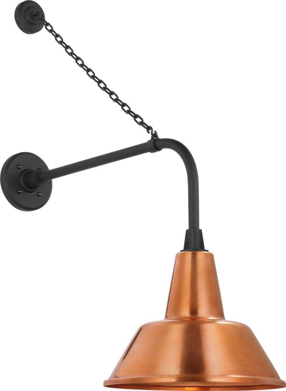 Academy 20" Anchored Rex Barn Light in Matte Black with 12.5" Soft Copper Bowers Shade