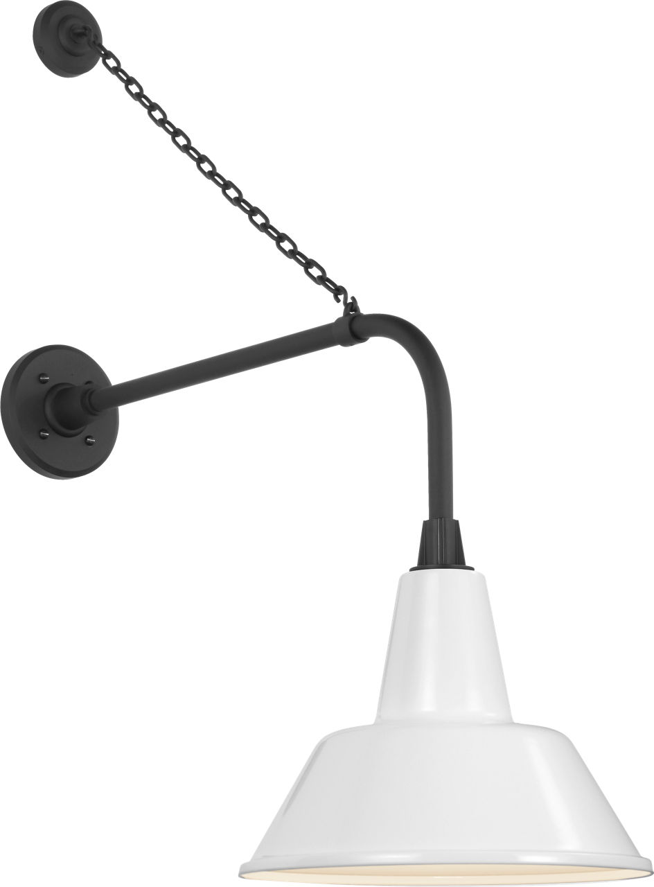 Academy 20" Anchored Rex Barn Light in Matte Black with 12.5" White Bowers Shade