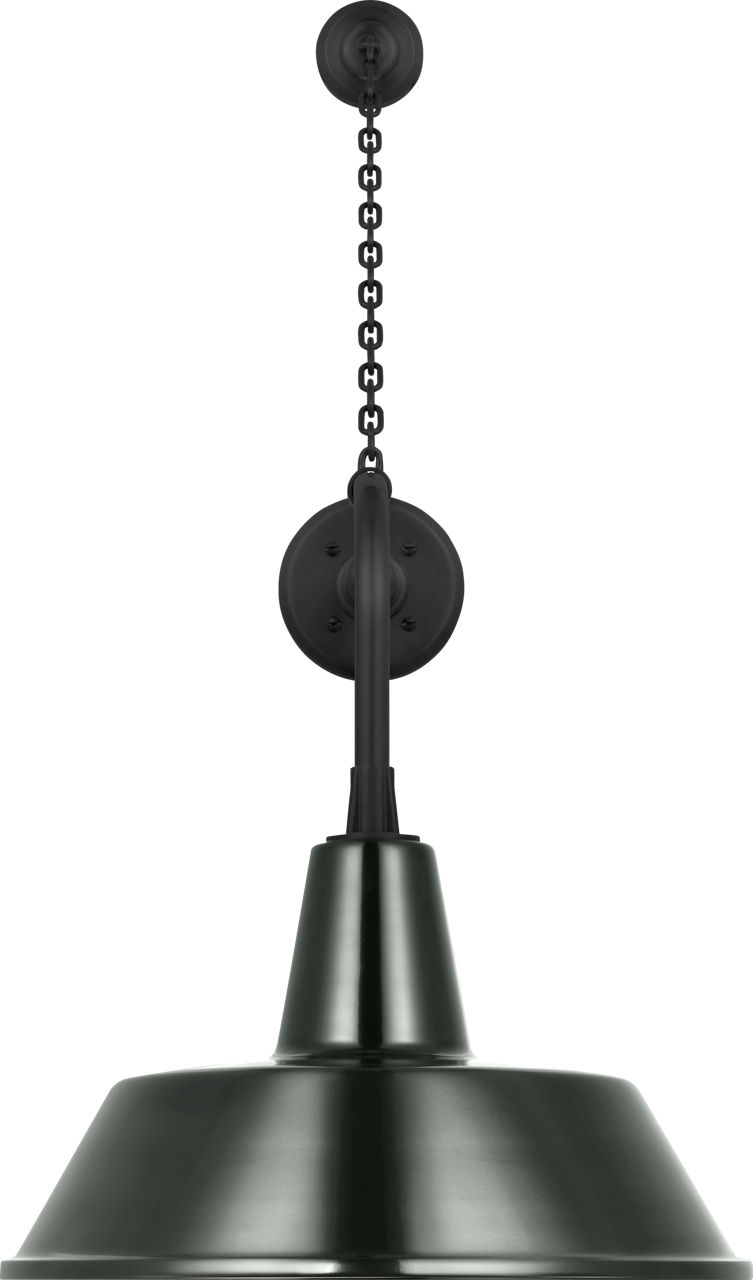 Academy 20" Anchored Rex Barn Light in Matte Black with 16" Green Bowers Shade