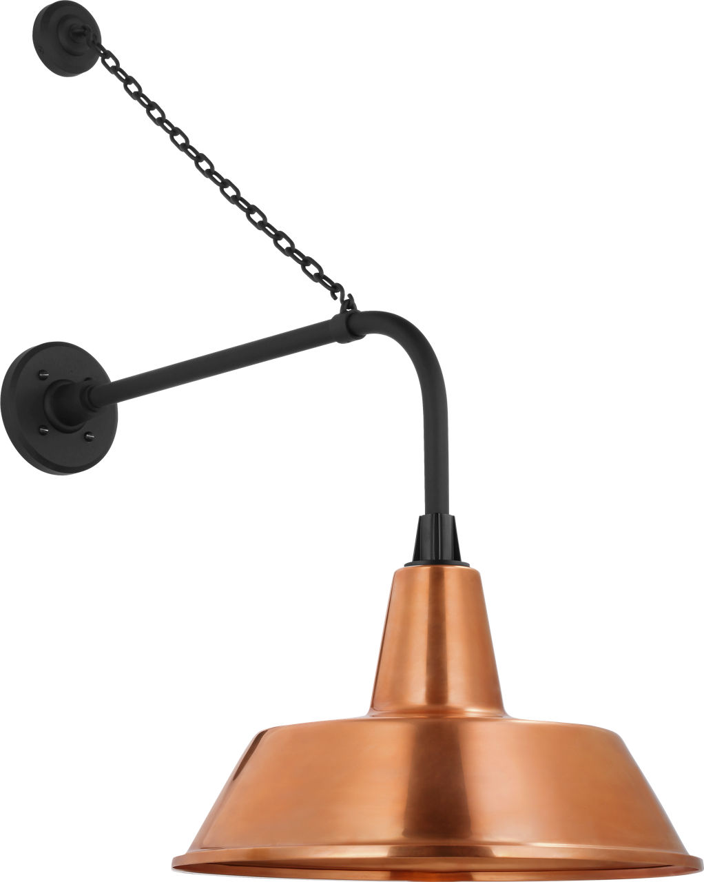 Academy 20" Anchored Rex Barn Light in Matte Black with 16" Soft Copper Bowers Shade