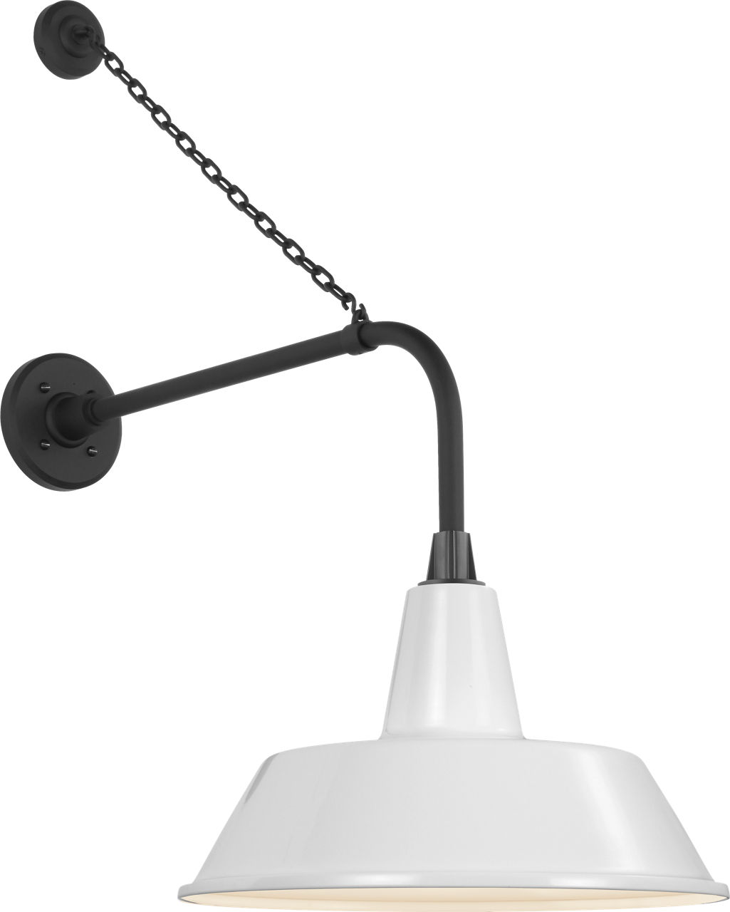 Academy 20" Anchored Rex Barn Light in Matte Black with 16" White Bowers Shade