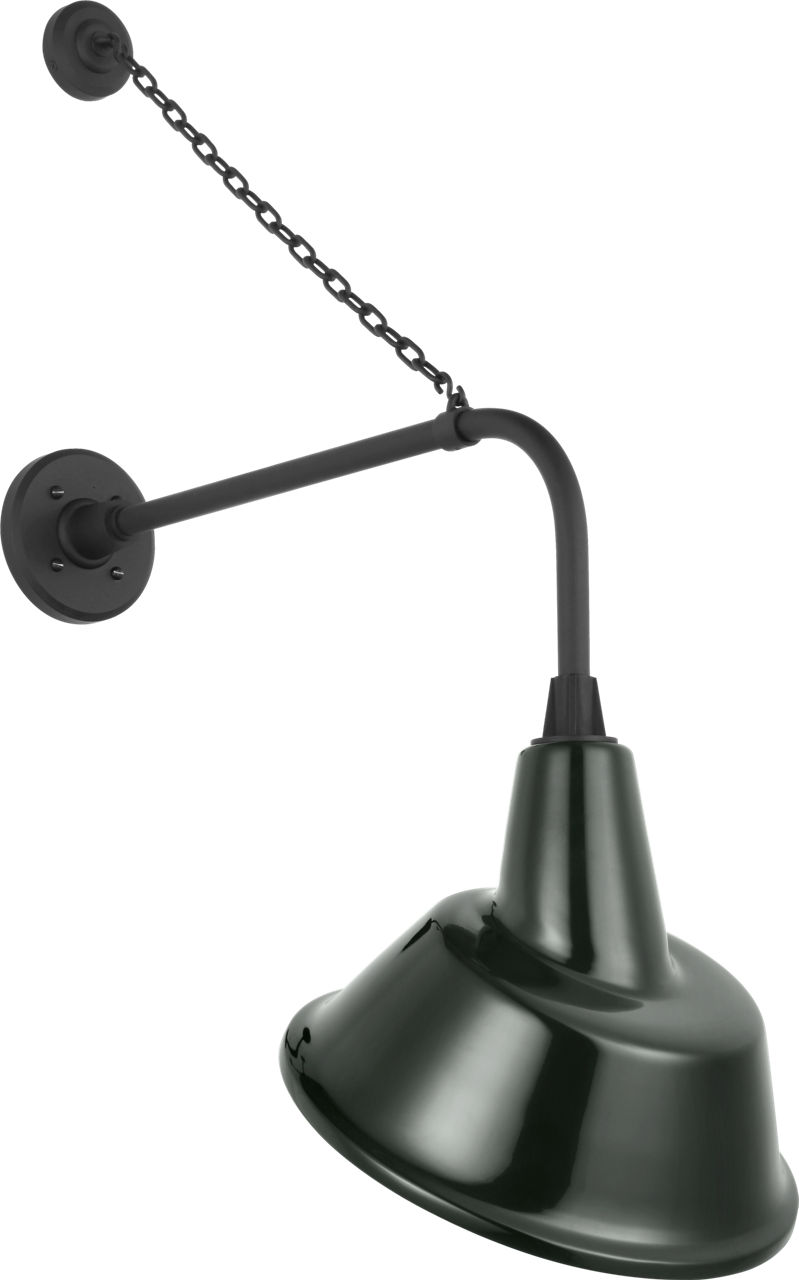 Academy 20" Anchored Rex Barn Light in Matte Black with 12.5" Green Tilted Bowers Shade