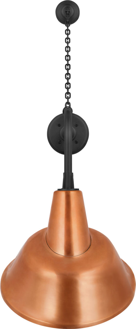 Academy 20" Anchored Rex Barn Light in Matte Black with 12.5" Soft Copper Tilted Bowers Shade