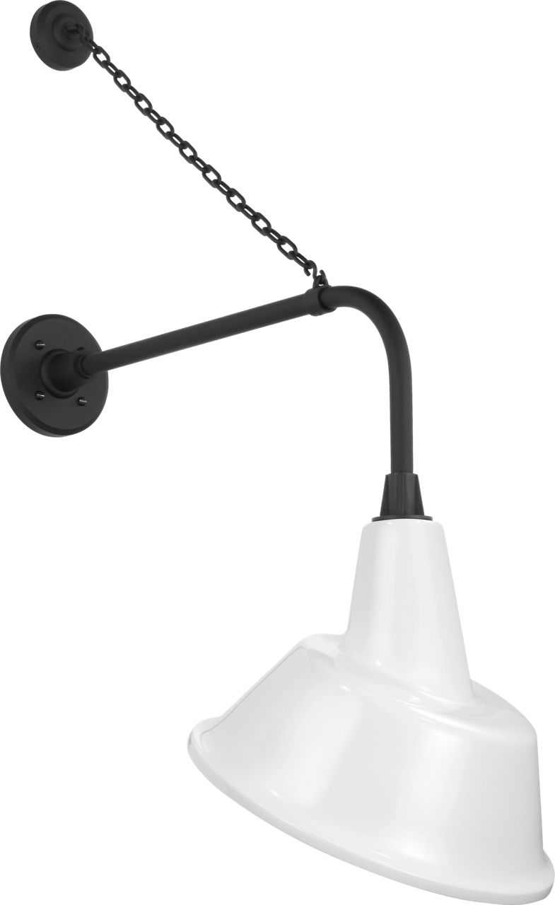 Academy 20" Anchored Rex Barn Light in Matte Black with 12.5" White Tilted Bowers Shade