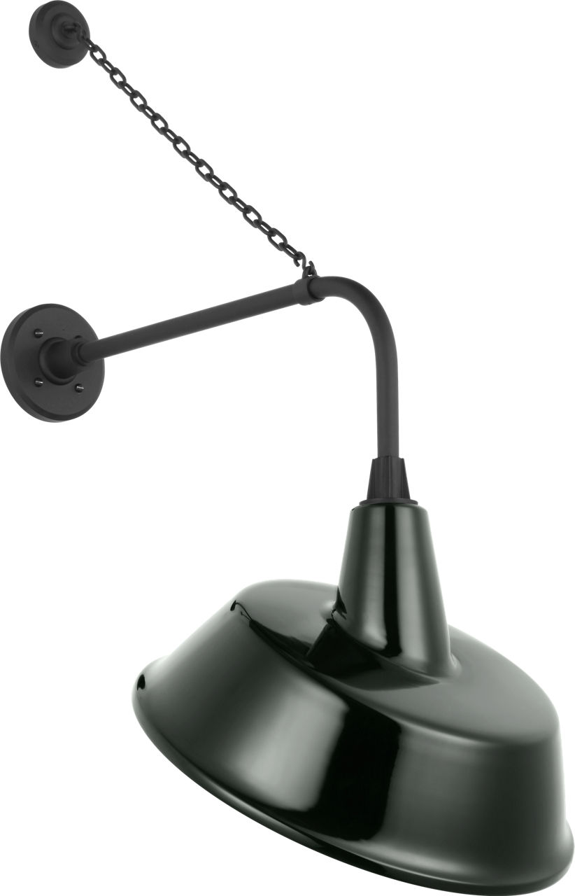 Academy 20" Anchored Rex Barn Light in Matte Black with 16" Green Tilted Bowers Shade